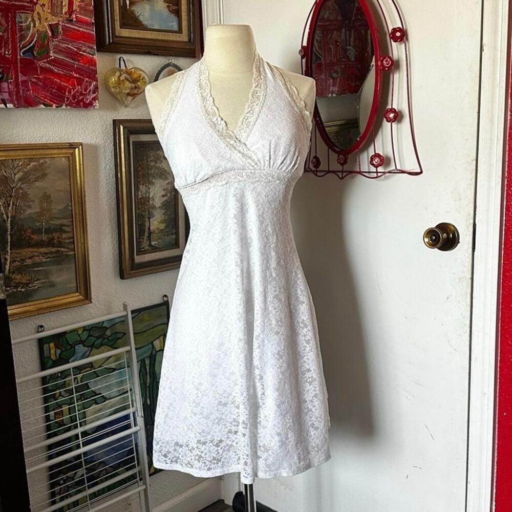 city triangles white lace halter dress vintage y2k